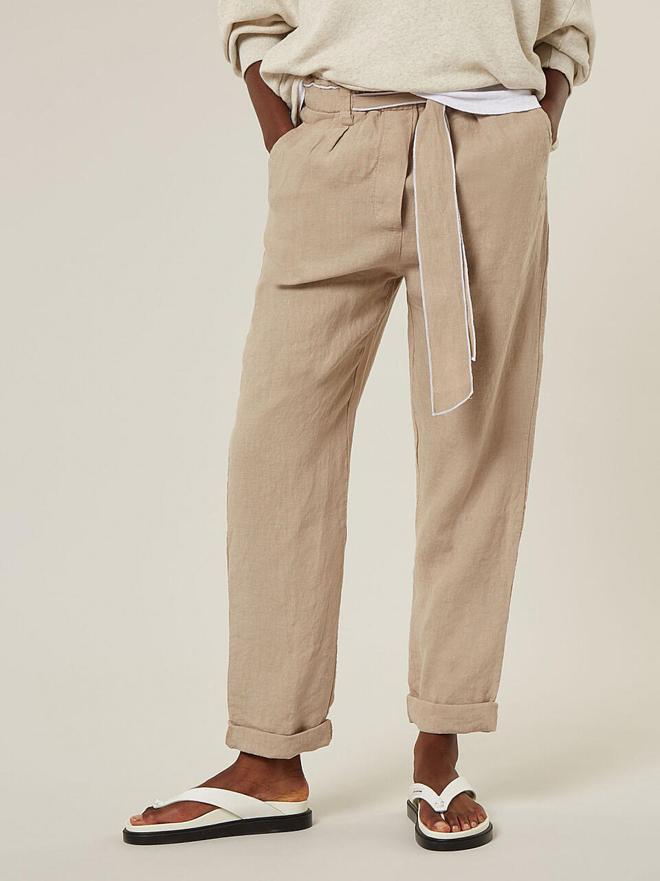 10 DAYS Leinenhose Relaxed Fit beige