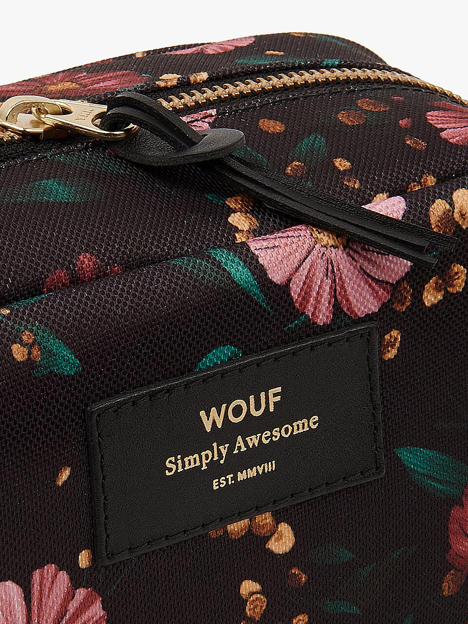 WOUF | Kosmetiktasche - Beauty Bag Black Flowers | schwarz