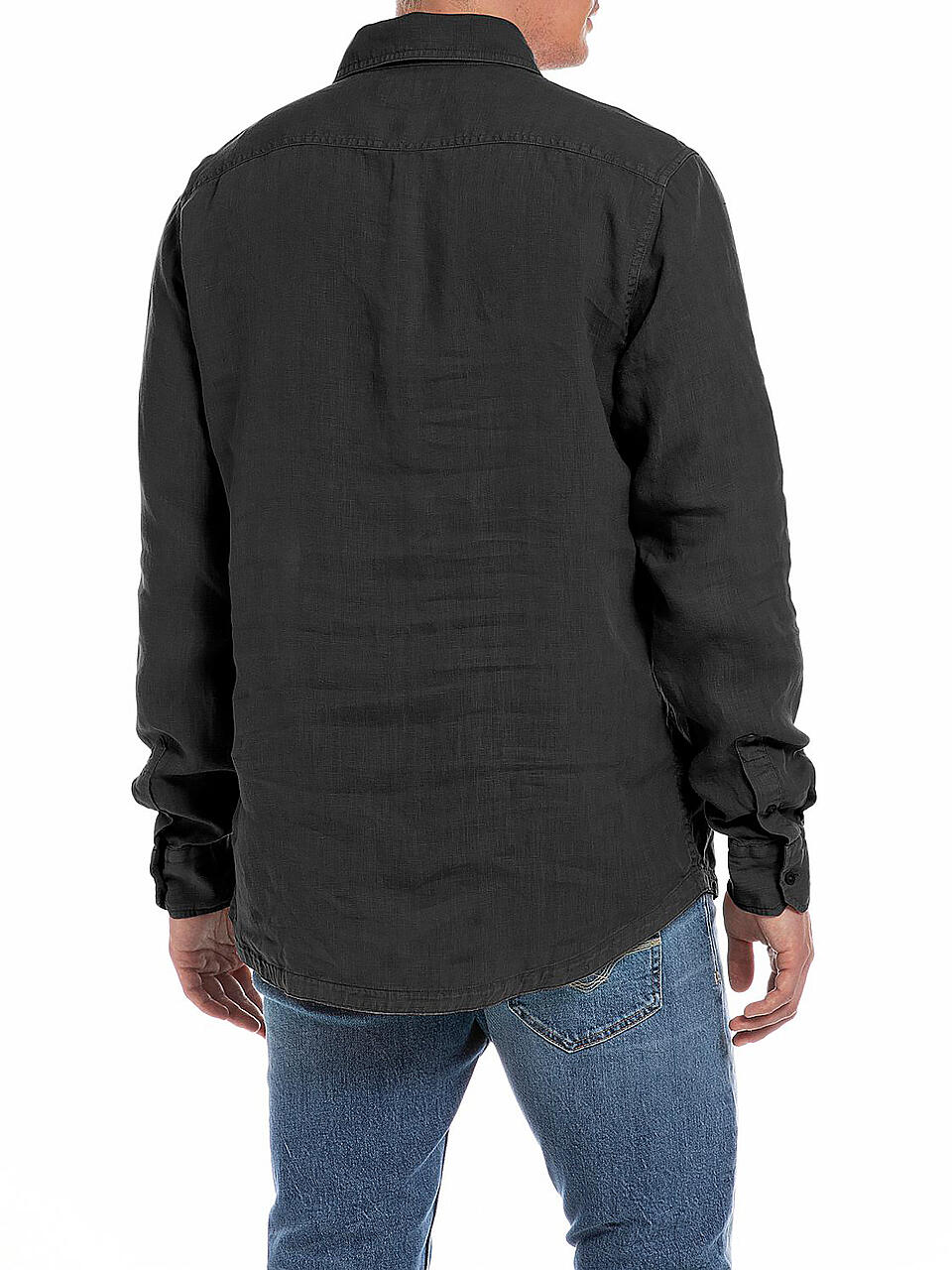 REPLAY | Leinenhemd Regular Fit  | schwarz