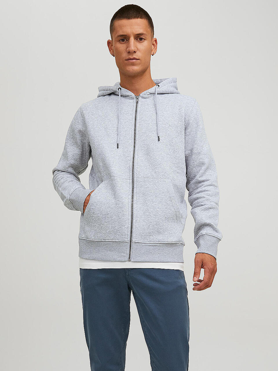 JACK & JONES | Kapuzensweatjacke JJESTAR  | grau