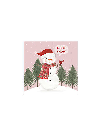 PAPER-PRODUCTS | Weihnachts Cocktail-Servietten 25x25cm SNOWMAN IN  ROSE