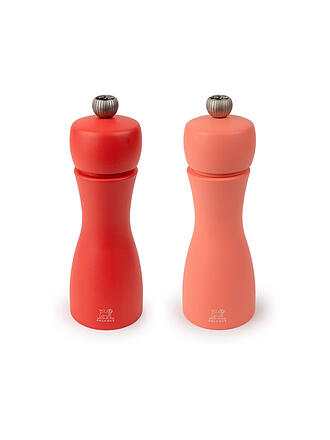 PEUGEOT | Salz/Pfeffermühle 2tlg. TAHITI Feuer 15cm Buche Apricot/Rot