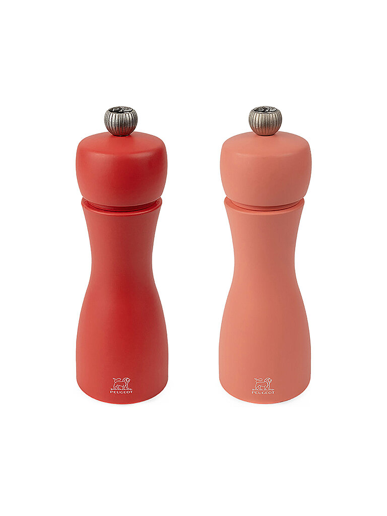 PEUGEOT Pfeffer- und Salzmühle Set TAHITI FEUER 2-tlg. 15cm Buche / Apricot und Rot rot