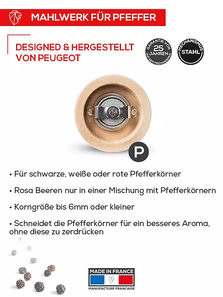 PEUGEOT | Barbecue Outdoor Pfeffermühle mit LED Licht 30cm Buche / Graphit | grau