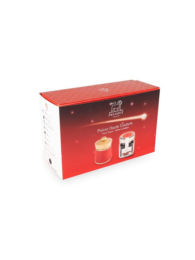 PEUGEOT | Geschenkset - Lederbezug Pfeffermühle baya 8cm und Tan Hoi Pfeffer 70g | braun