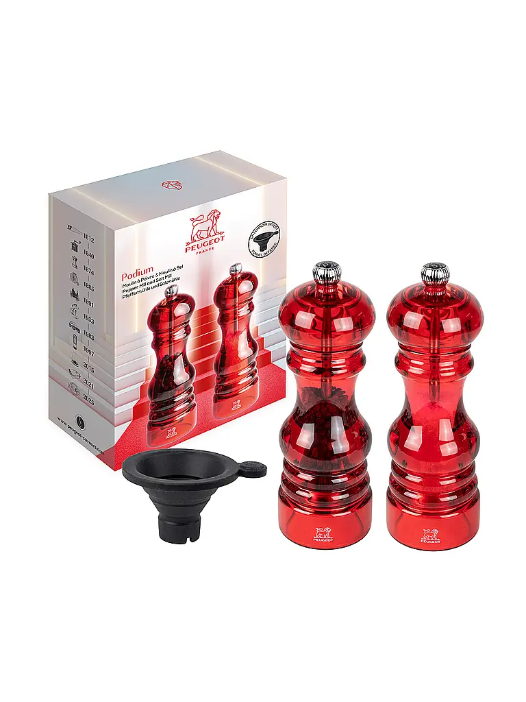 PEUGEOT | Manuelles Mühlenduo für Pfeffer und Salz 18cm NANCY  | rot