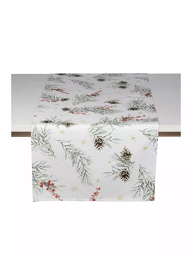PICHLER | Weihnachts Tischläufer Pinecones 50x150cm Weiss | weiss