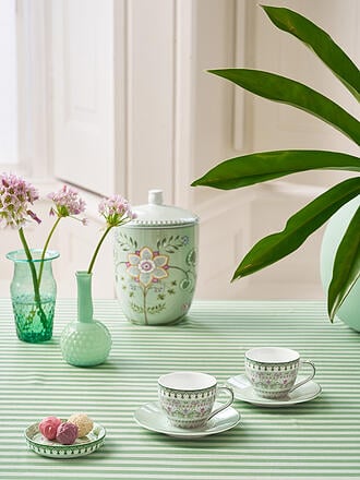 PIP STUDIO | Espresso Tassen mit Untertassen 2er Set  LILY & LOTUS 120ml Light Green 