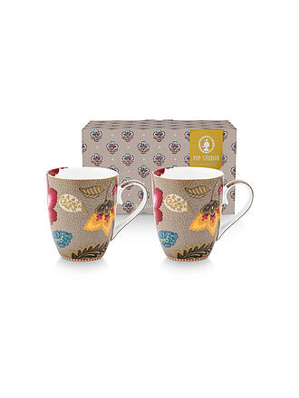 PIP STUDIO | Henkelbecher 2er Set  350ml Large BLOOMING TALES Fantasy Khaki