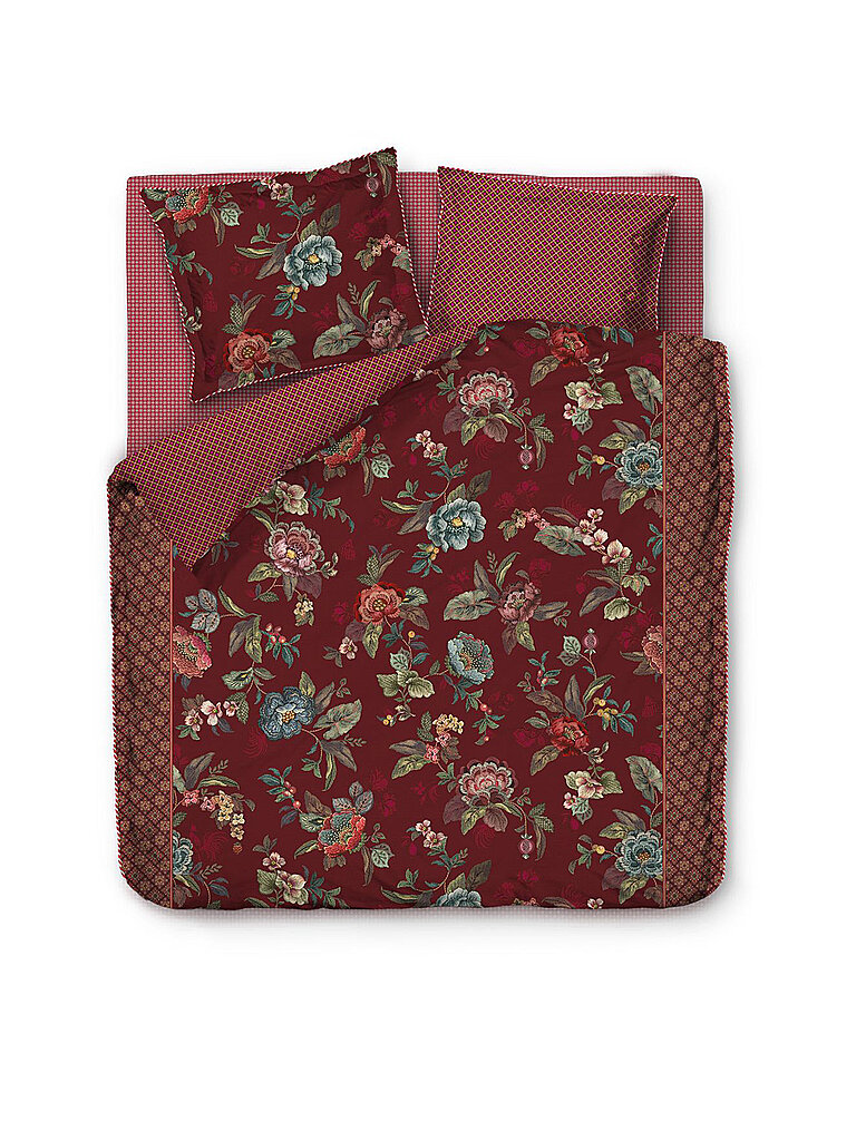 PIP STUDIO Perkal Bettwäsche Poppy Stitch 2x 70x90cm / 200x200cm dunkelrot
