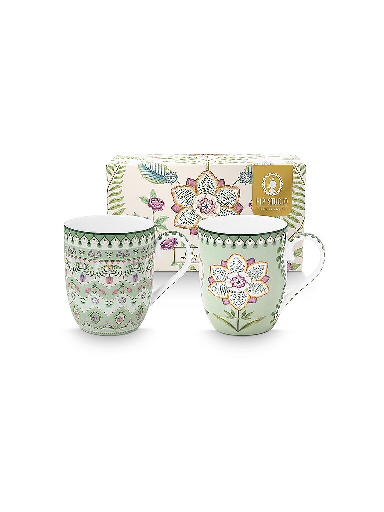 PIP STUDIO Henkelbecher 2er Set Small LILY & LOTUS 145ml Light Green  hellgrün