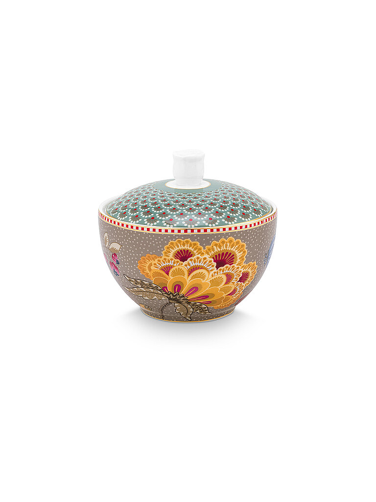 PIP STUDIO Zuckerdose 300ml BLOOMING TALES Fantasy Khaki - Blue hellblau