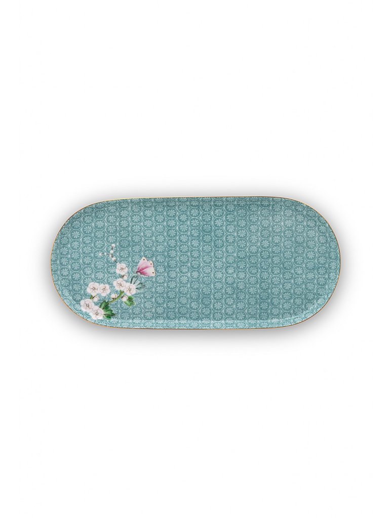 PIP STUDIO Platte oval klein 25x12cm Blushing Birds  türkis