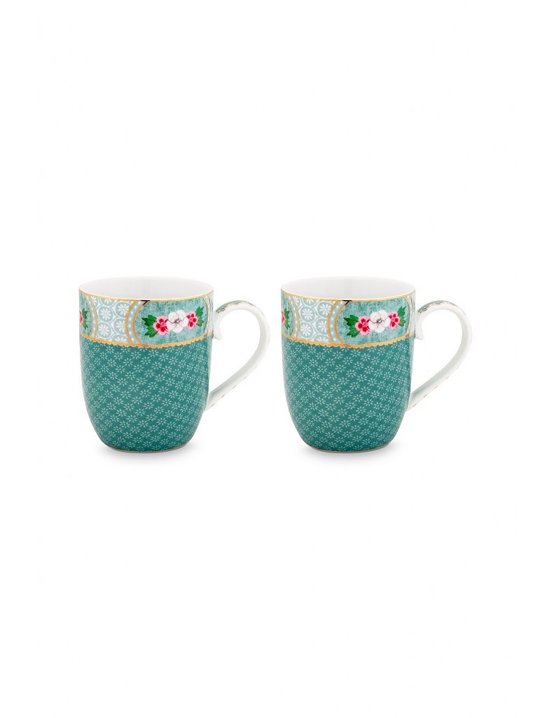 PIP STUDIO Henkelbecher S 2-er Set 145ml Blushing Birds  türkis
