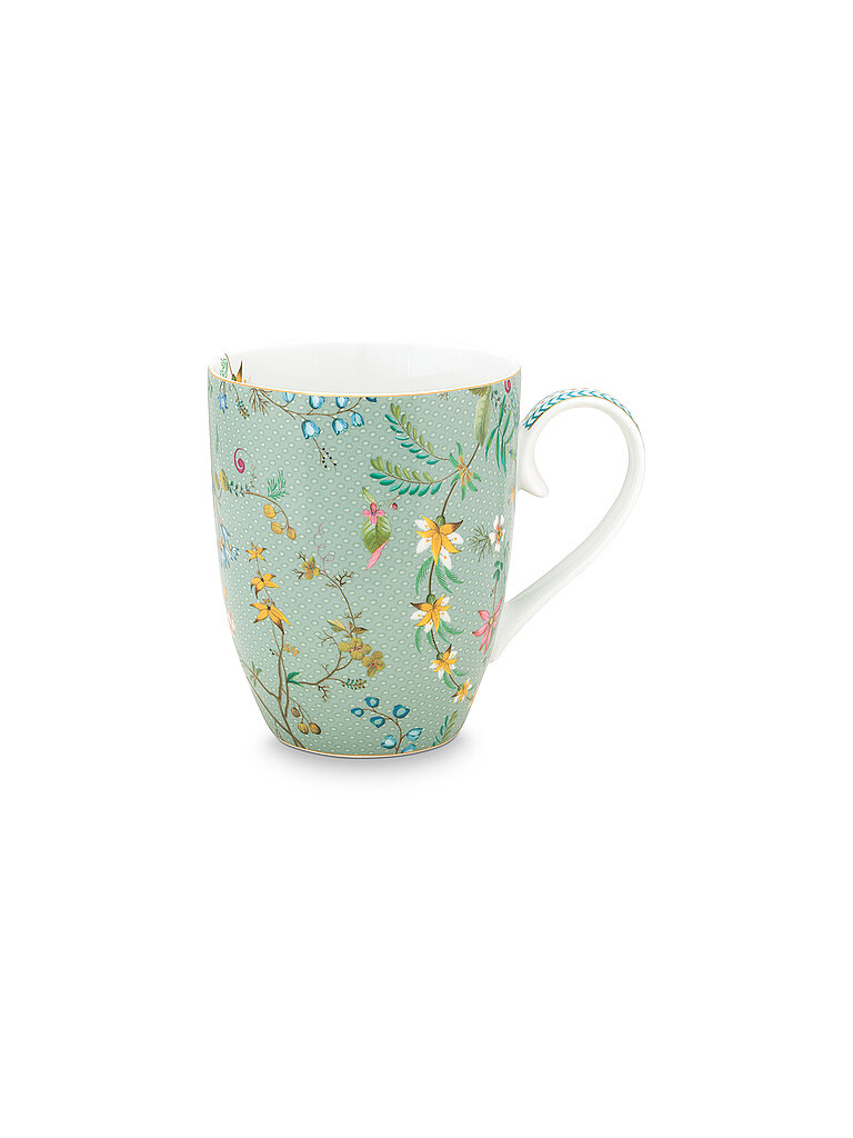 PIP STUDIO Henkelbecher L 350ml  Jolie Flowers Blue türkis