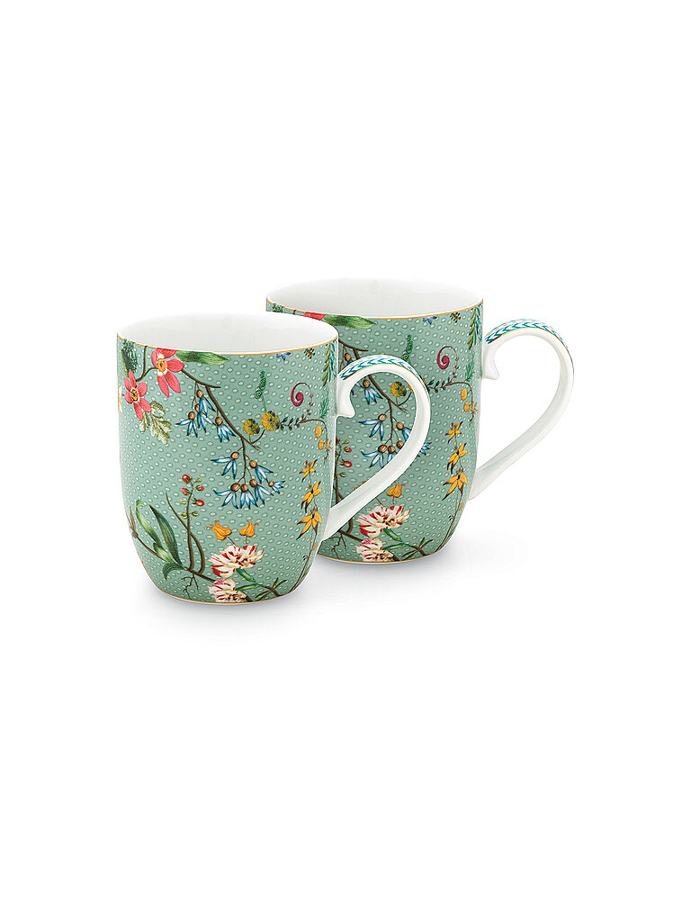 PIP STUDIO Henkelbecher S 2er Set 145ml  Jolie Flowers Blue türkis