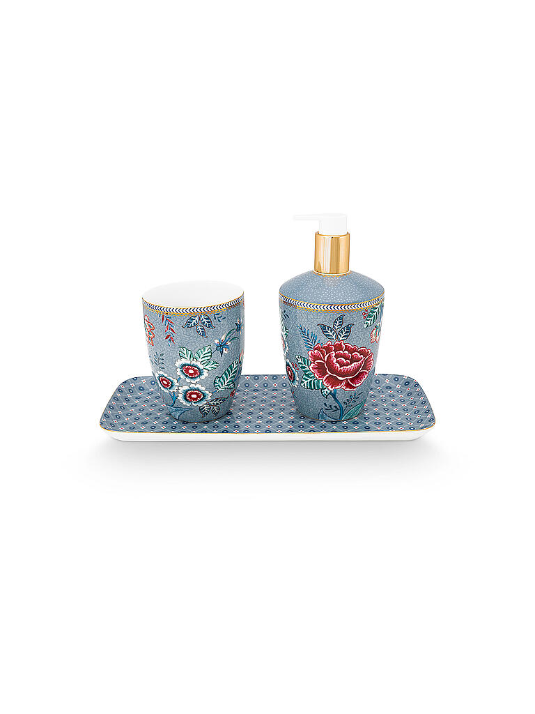 PIP STUDIO | Badaccessoires Set 3 tlg Flowery Light Blue | hellblau