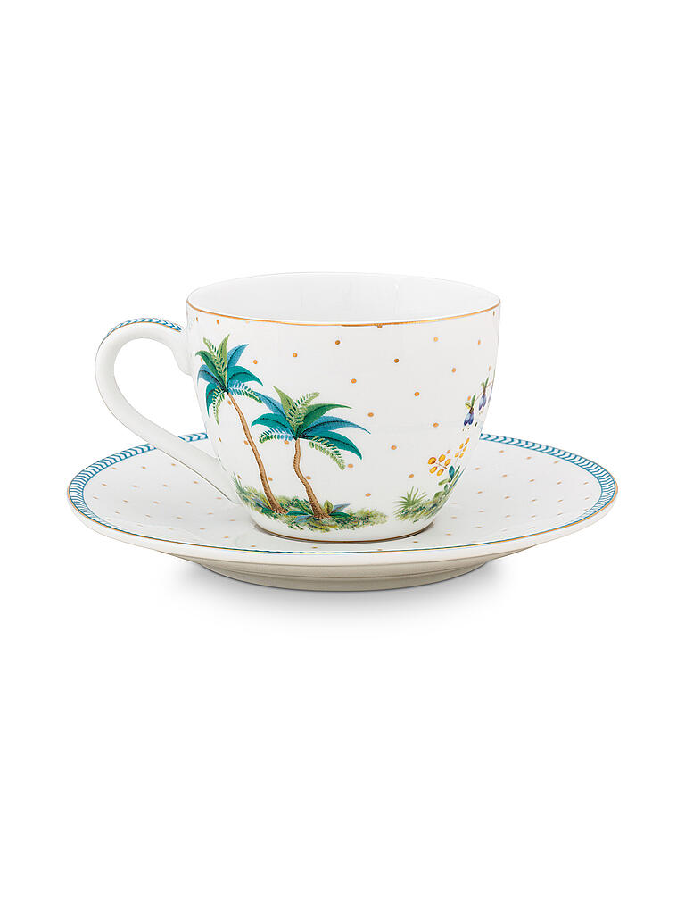 PIP STUDIO | Cappuccinotasse mit Untertasse 280ml  Jolie Dots Gold | weiss