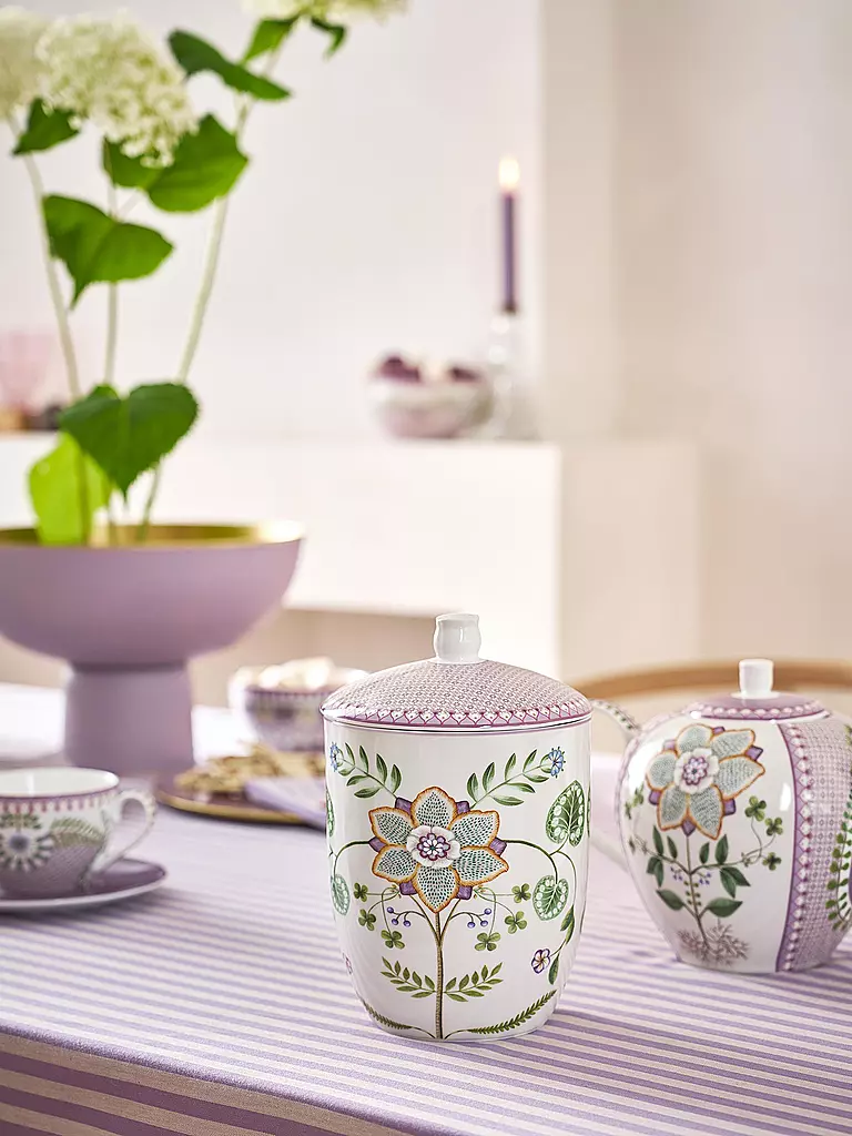 PIP STUDIO | Dose mit Deckel  LILY & LOTUS 1,5l Off White | hellgrün