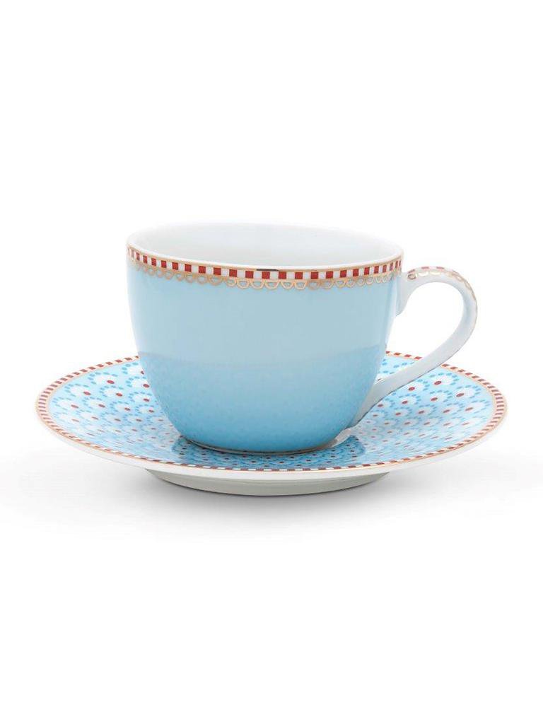 PIP STUDIO | Espressotasse mit Untertasse "Floral Fantasy Bloomingtails" 120ml | blau