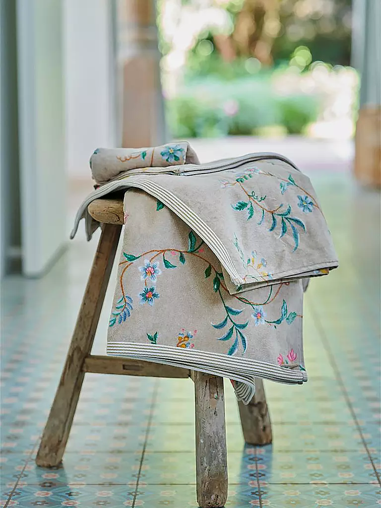 PIP STUDIO | Handtuch LES FLEURS 55x100cm Khaki | hellblau