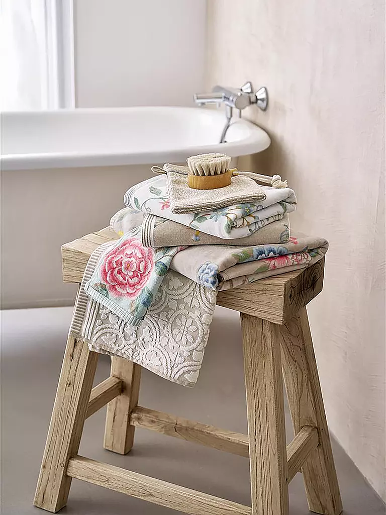 PIP STUDIO | Handtuch LES FLEURS 55x100cm Khaki | hellblau