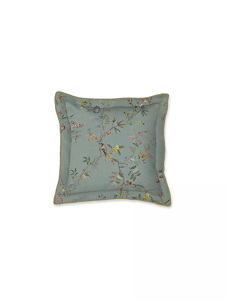 Rosa-blauer Damast-Kissenbezug Im Blumen-Look – Vintage-Stil, 45x45 Cm, Mit Reißverschluss