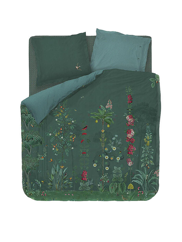 PIP STUDIO | Perkal Bettwäsche 2x 70x90cm / 200x200cm Babylons Garden Green | grün