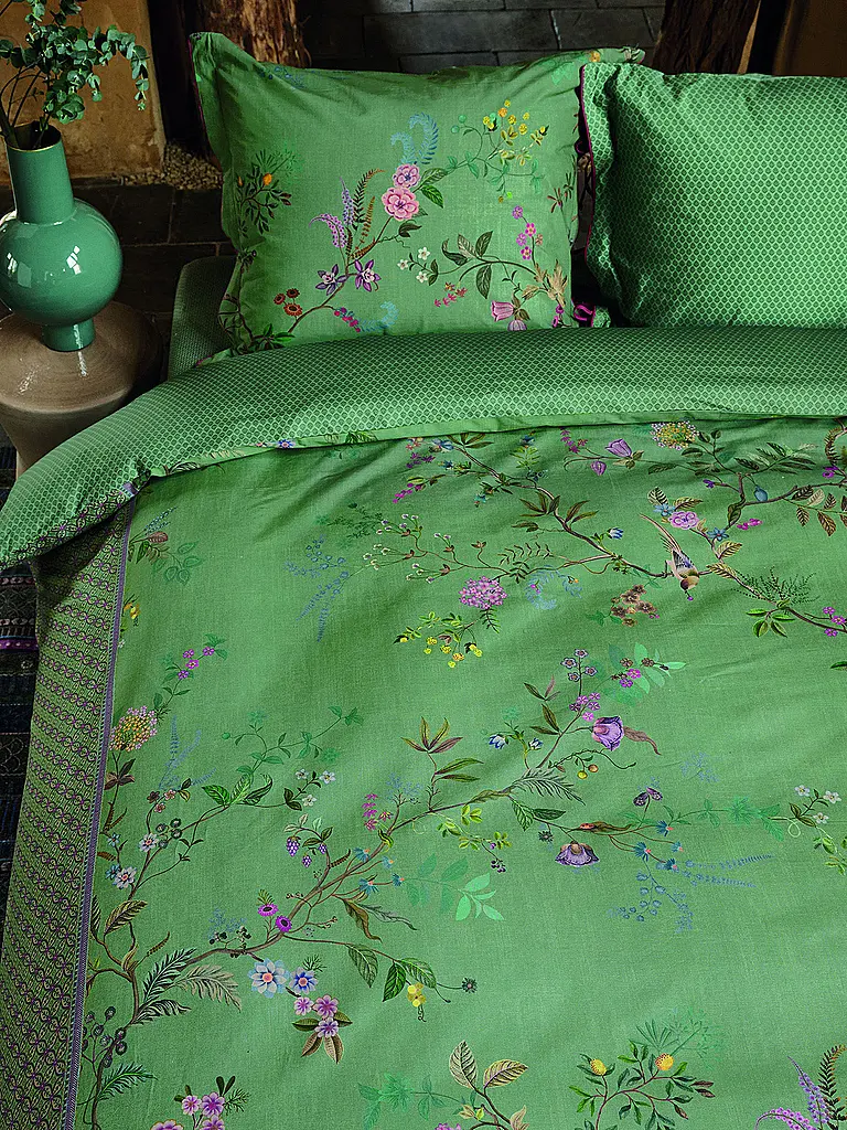 PIP STUDIO | Perkal Bettwäsche BUSTANI 70x90cm/140x200cm Green  | dunkelgrün