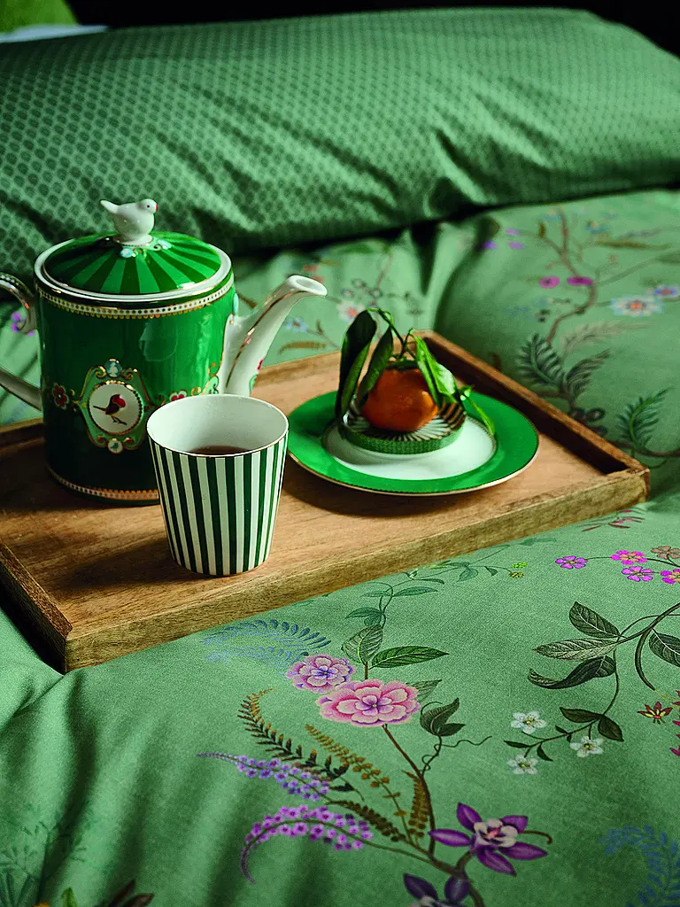 PIP STUDIO | Perkal Bettwäsche BUSTANI 70x90cm/140x200cm Green  | dunkelgrün