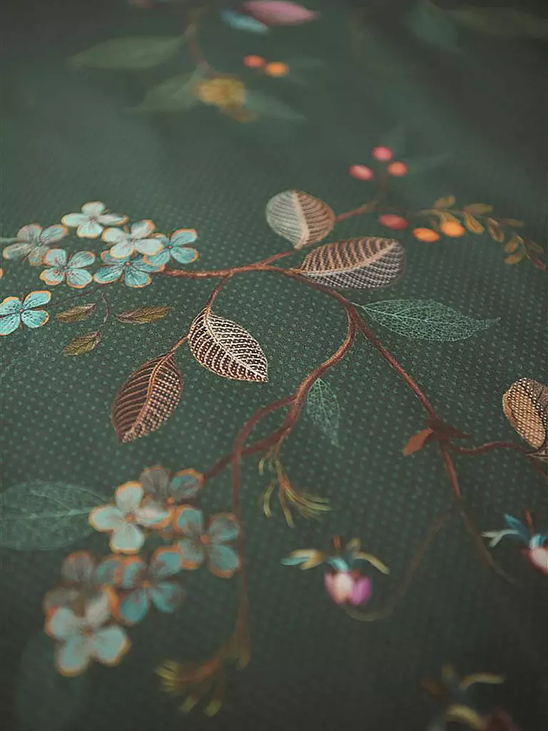 PIP STUDIO | Perkal Bettwäsche KAWAI FLOWER 70x90cm / 140x200cm Dark Green | dunkelgrün