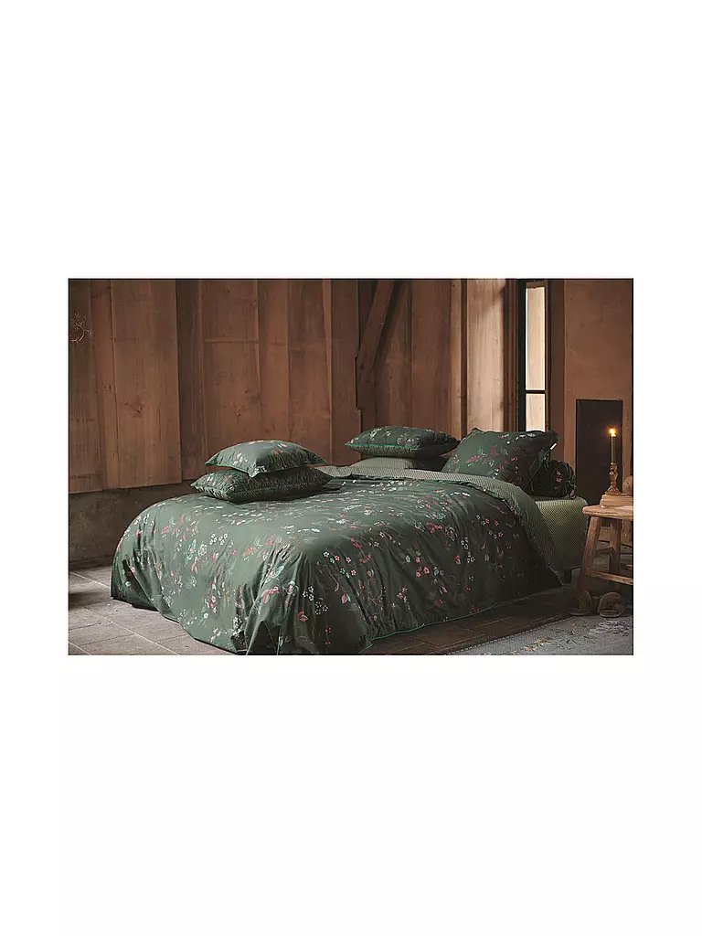 PIP STUDIO | Perkal Bettwäsche KAWAI FLOWER 70x90cm / 140x200cm Dark Green | dunkelgrün