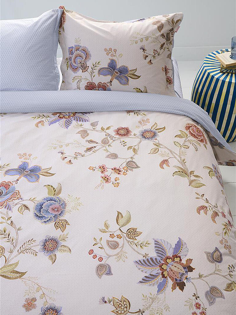 Biber Bettwäsche Mit Reißverschluss 4 Teilig PIP STUDIO Perkal Bettwäsche CECE FIORE 70x90cm/140x200cm Weiss weiss