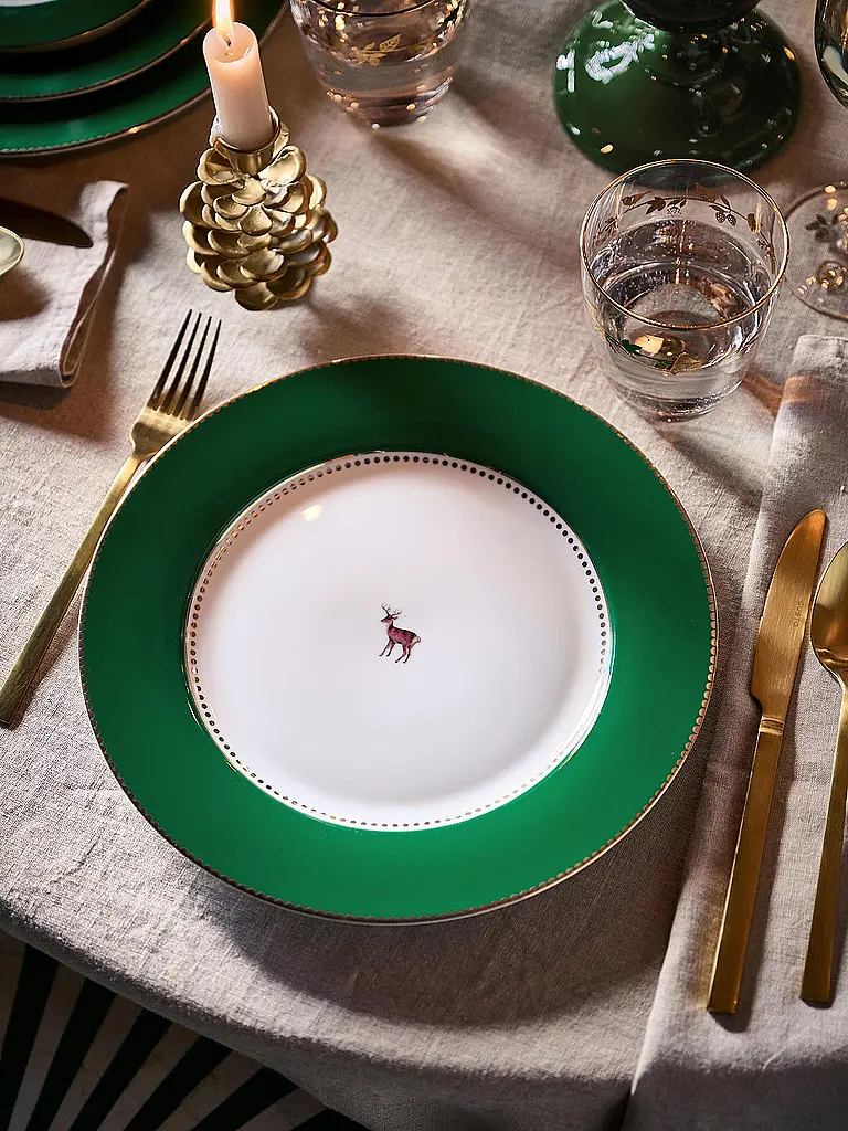 PIP STUDIO | Speiseteller 26,5cm LOVE BIRDS Dark Green | dunkelgrün