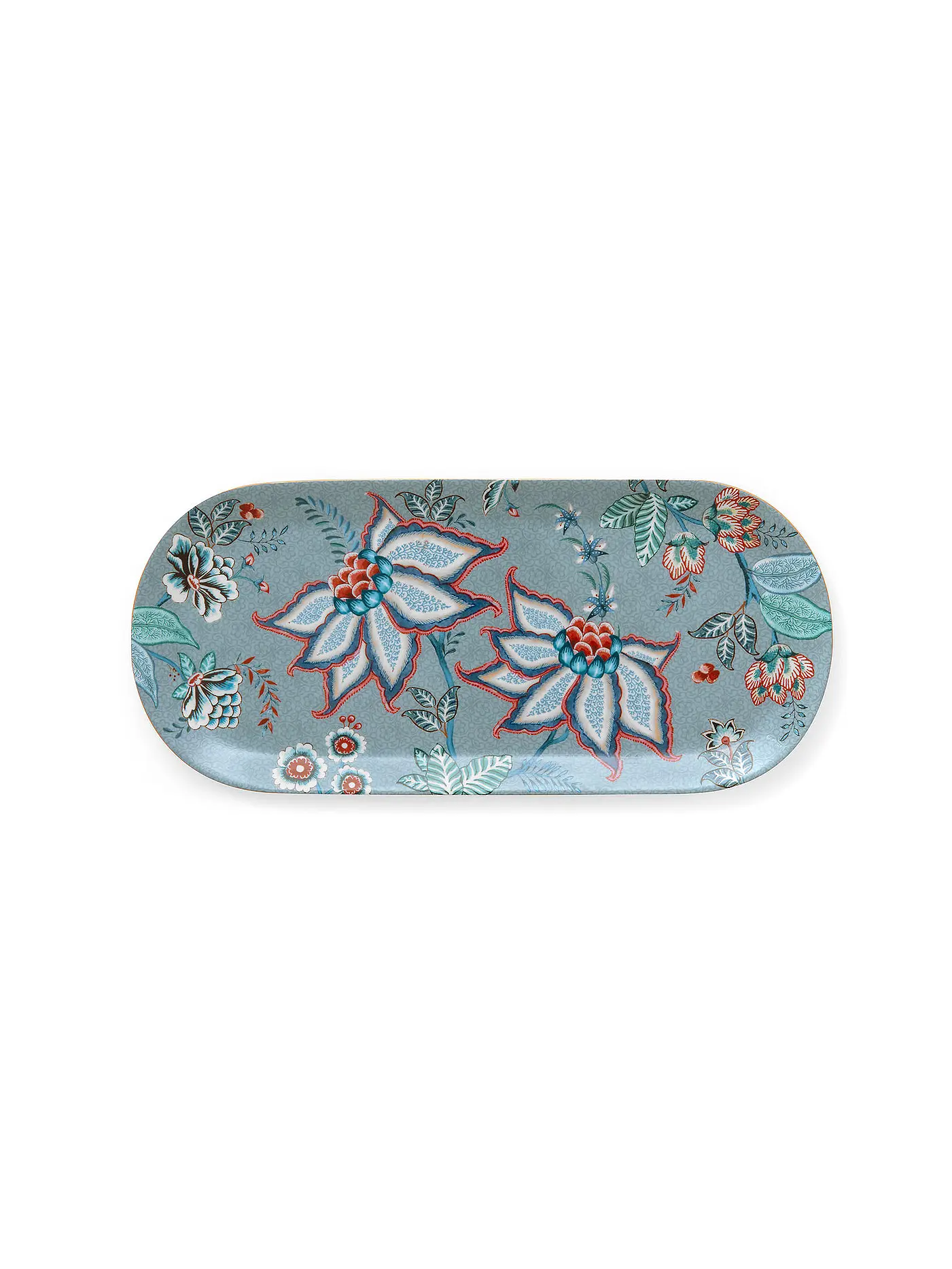 PIP STUDIO | Tortenplatte 33,3x15cm FLOWER FESTIVAL Light Blue | hellblau