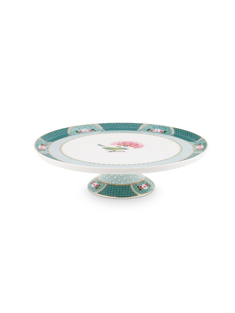 PIP STUDIO | Tortenplatte auf Fuss 30,5cm "Blushing Birds"  | türkis