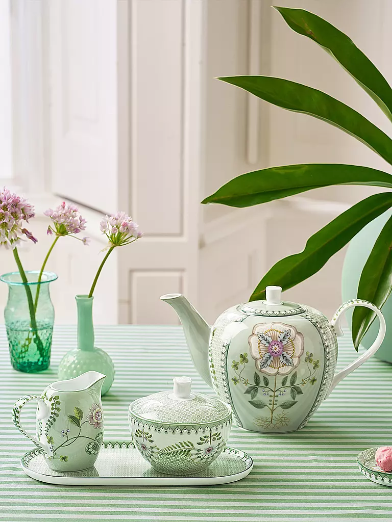 PIP STUDIO | Zuckerdose 300ml LILY & LOTUS Tiles Light Gr. | lila
