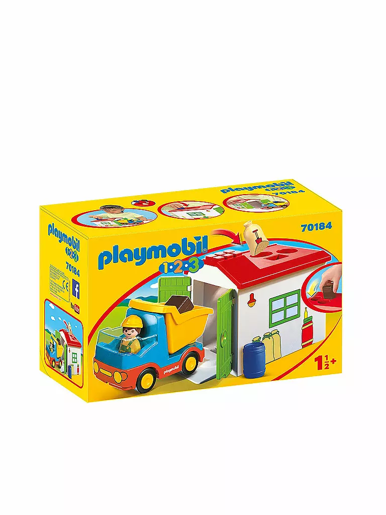 PLAYMOBIL | 1,2,3  - LKW mit Sortiergarage 70184 | gelb