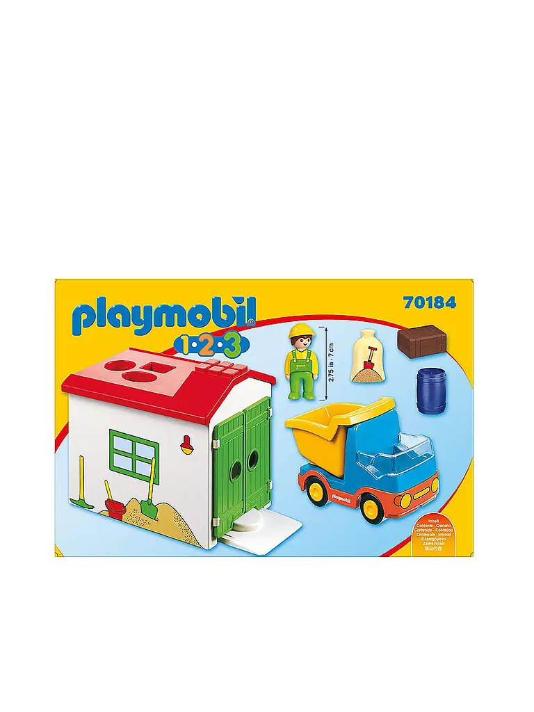 PLAYMOBIL | 1,2,3  - LKW mit Sortiergarage 70184 | gelb