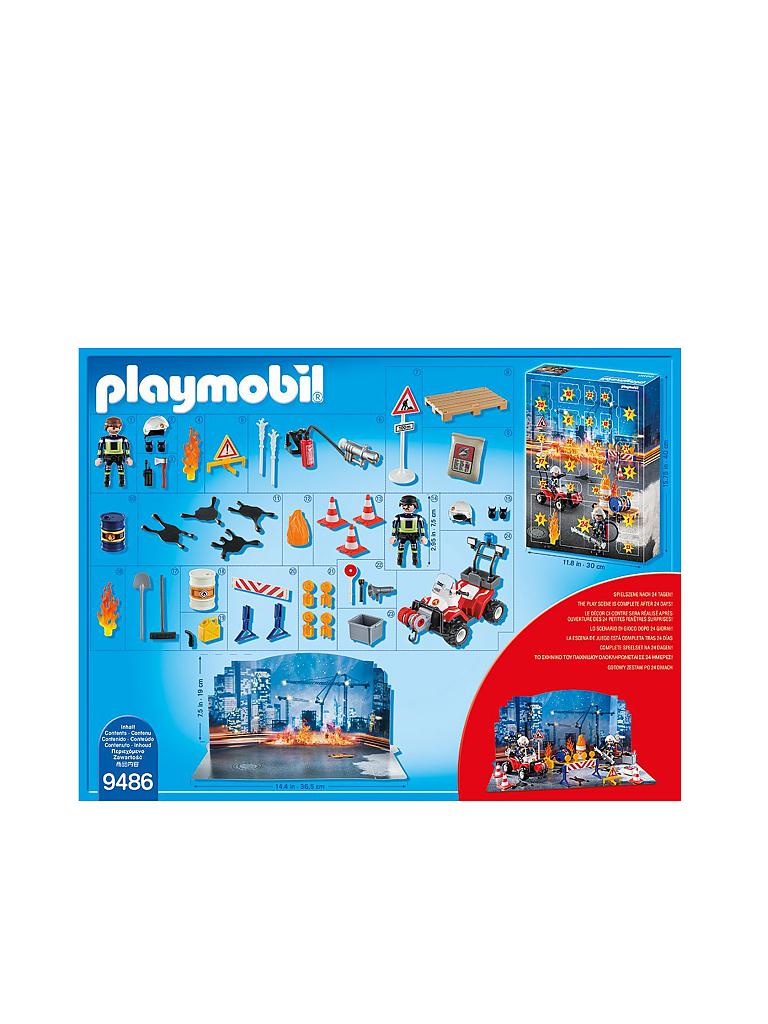 PLAYMOBIL | Adventskalender - Feuerwehreinsatz auf der Baustelle 9486 | transparent