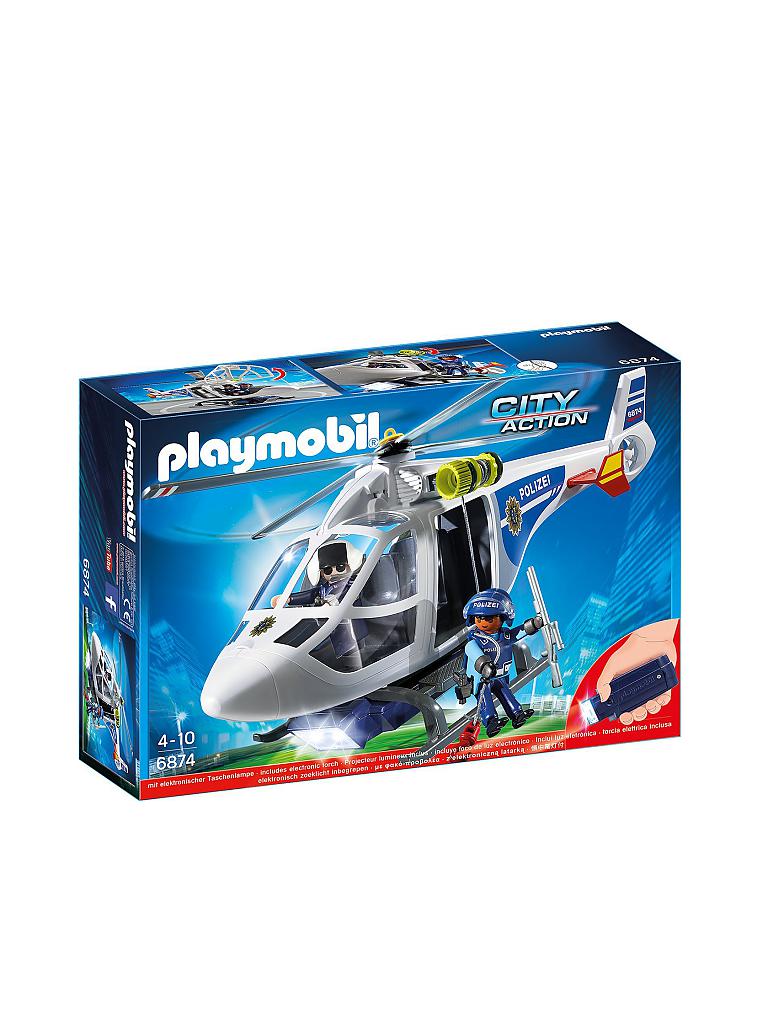 PLAYMOBIL | City Action - Polizei Helikopter mit LED Suchscheinwerfer 6874 | keine Farbe