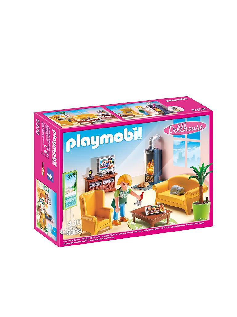 Playmobil Dollhouse Wohnzimmer Mit Kaminofen 5308 Transparent