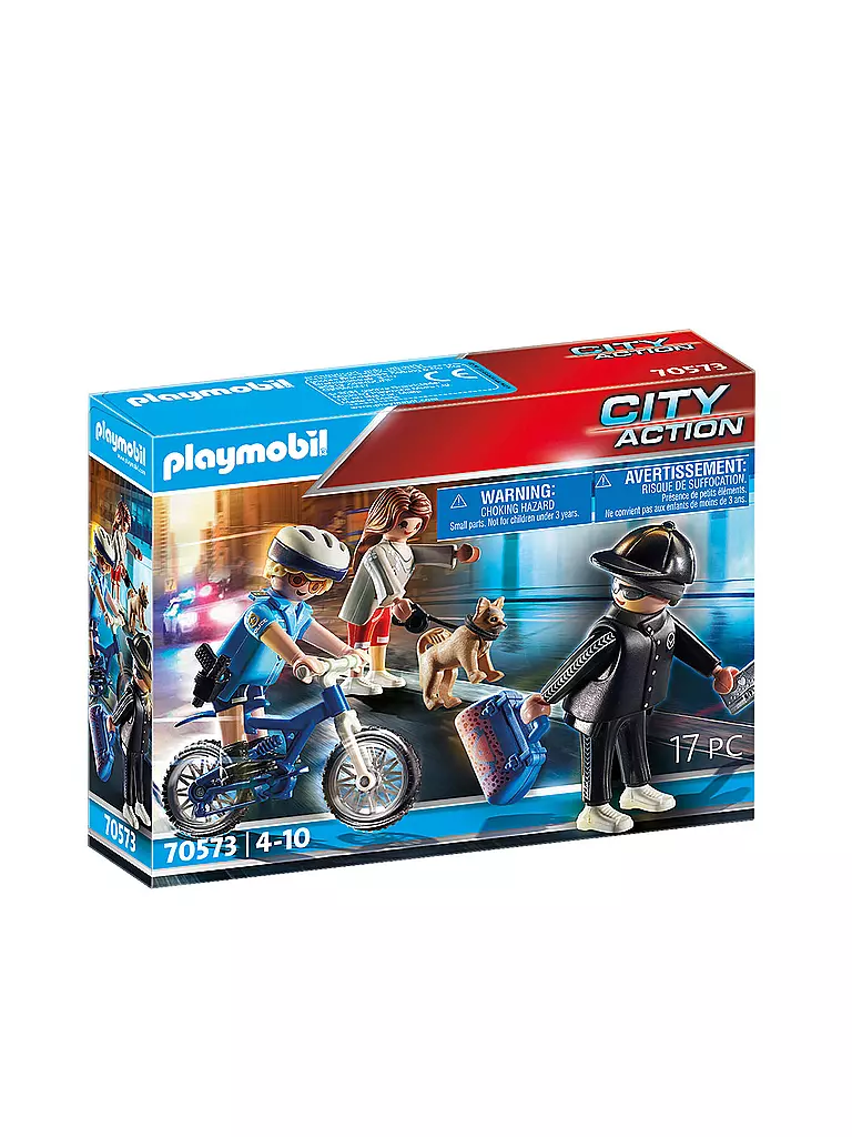 PLAYMOBIL | Polizei-Fahrrad: Verfolgung des Taschendiebs 70573 | keine Farbe
