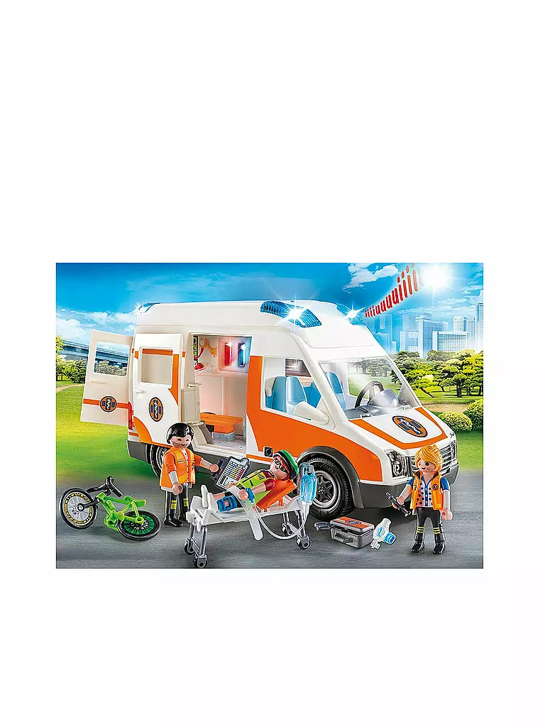 PLAYMOBIL | Rettungswagen mit Licht und Sound 70049 | blau