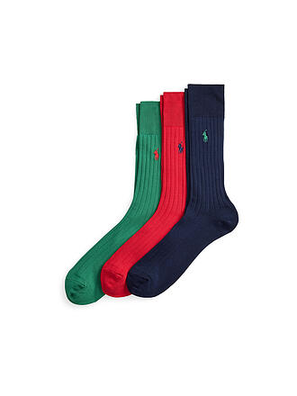 POLO RALPH LAUREN | Calcetines, paquete de 3, verde / rojo / azul marino