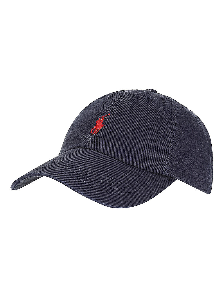 Baseballkappe in gewaschenem Marineblau mit weißem Spieler-Logo