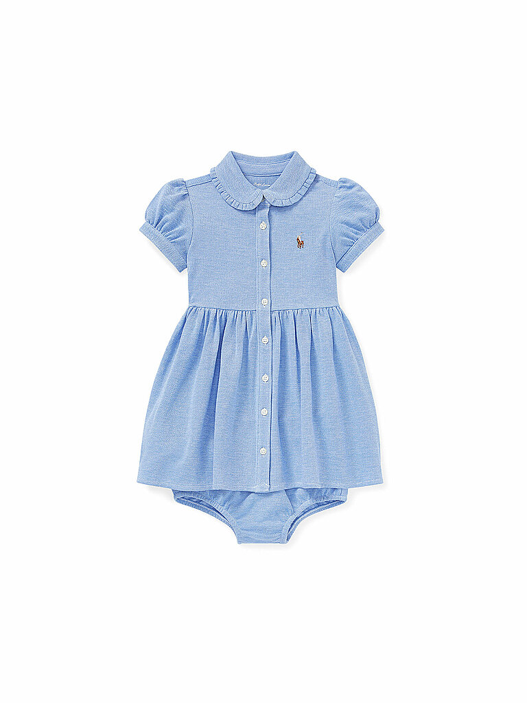Polo Ralph Lauren Hellblau Set 2-Teilig Kleid Mit Höschen | Größe 92 Baby