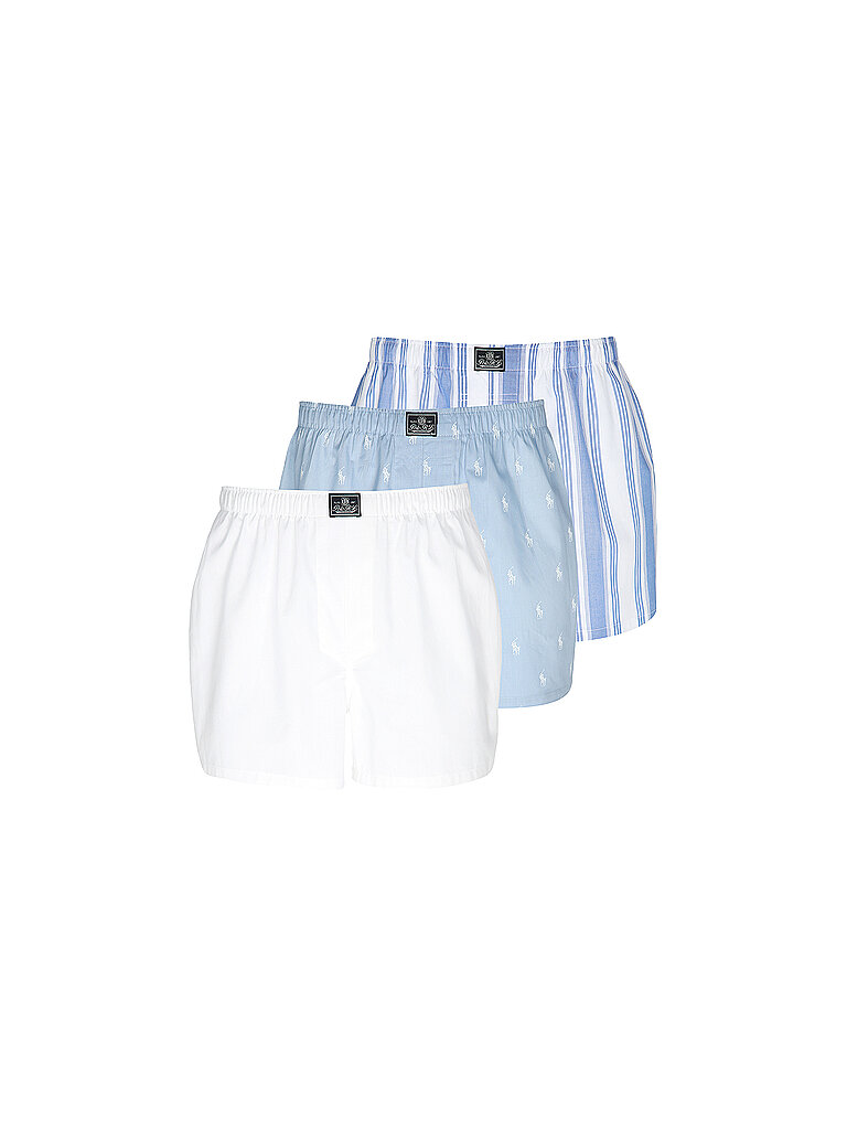POLO RALPH LAUREN Boxershorts 3-er Pkg stripe / white / est blue weiss | M