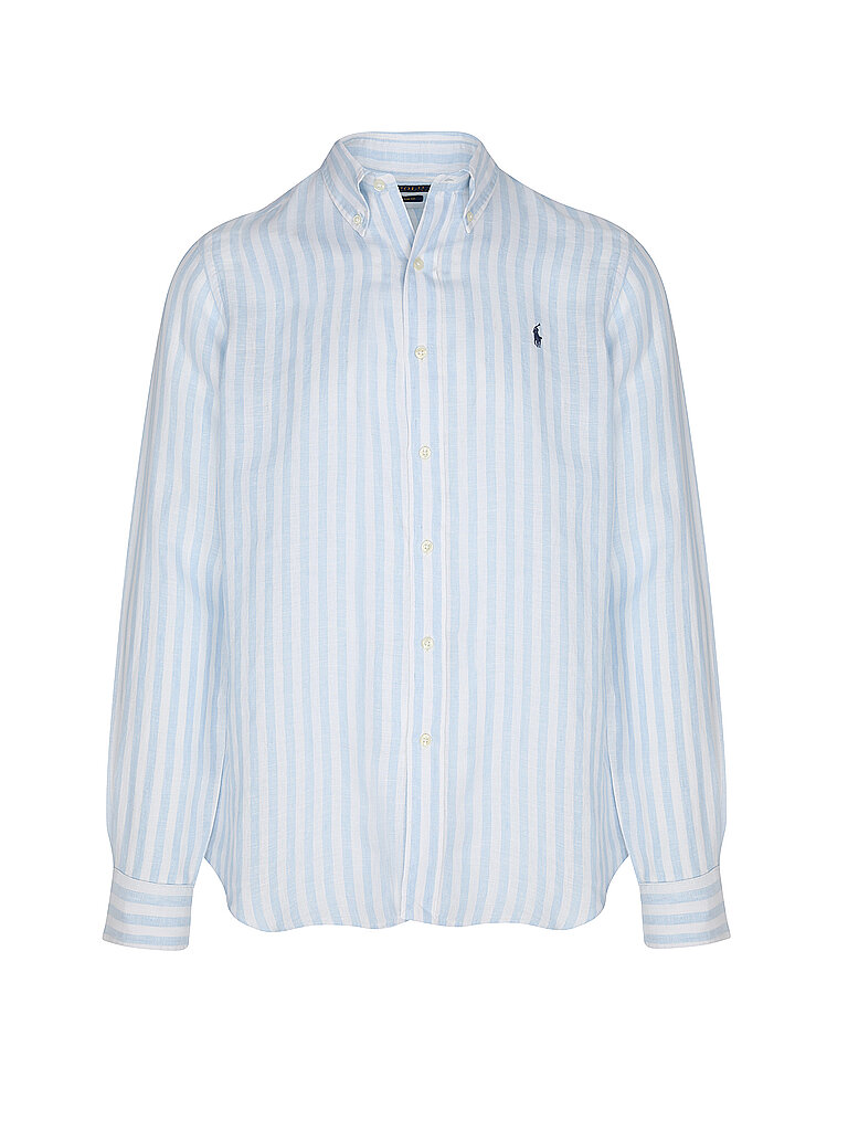 Polo Ralph Lauren Linen Shirt Striped Light Blue