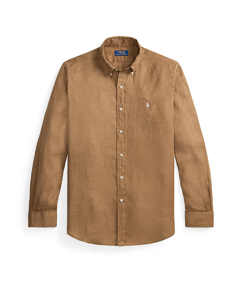 Polo Ralph Lauren Herren Braun Leinenhemd Custom Fit | Mittel